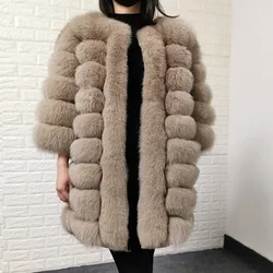 MAOMAOKONG-Casaco de pele de raposa natural para mulheres, jaqueta de inverno, parka corporal fina, casaco quente, pele real, novo, 2023