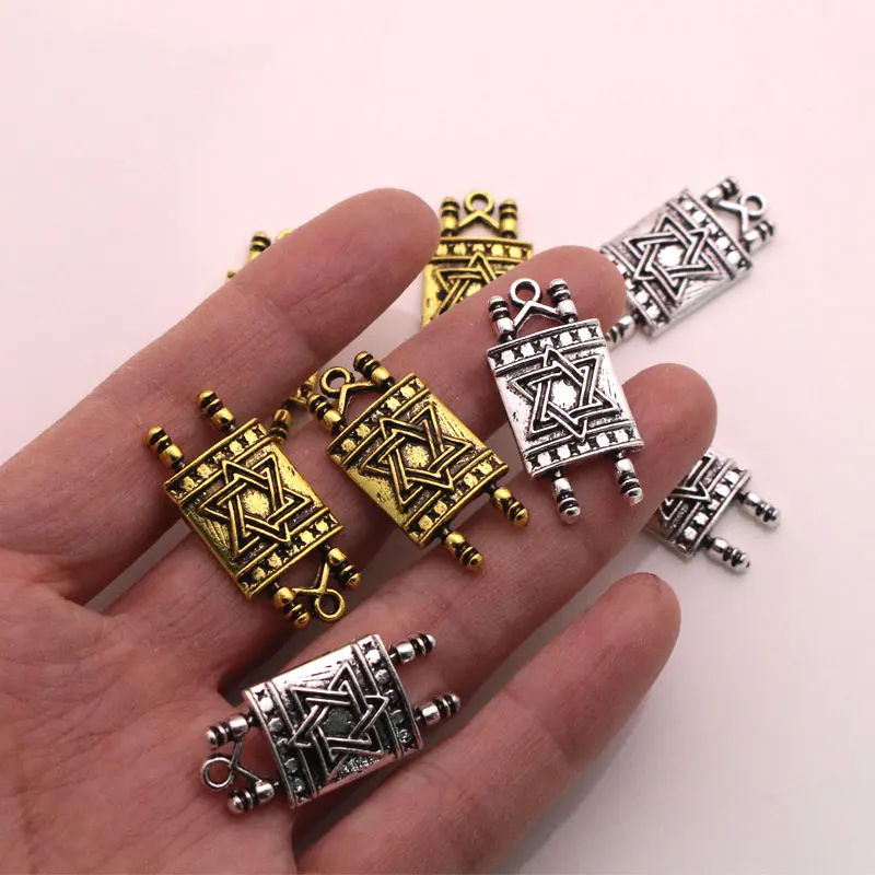 Sefer torah scroll star of David jewish charm 4 pcs/lot