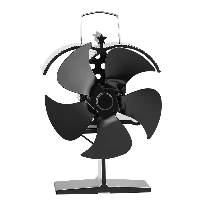 Mini calor preto ventilador do fogão, queimador de madeira de log, Eco-ventilador, lareira silenciosa, casa, distribuição de calor eficiente mais quente, 5 lâminas