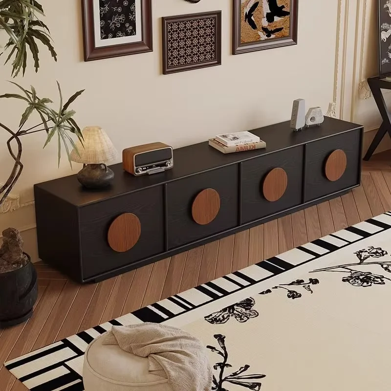 European Decoration Tv Cabinet Dark Black Italian Apartments Living Room Tv Cabinet Luxury Storage Fernsehr Schrank Furniture