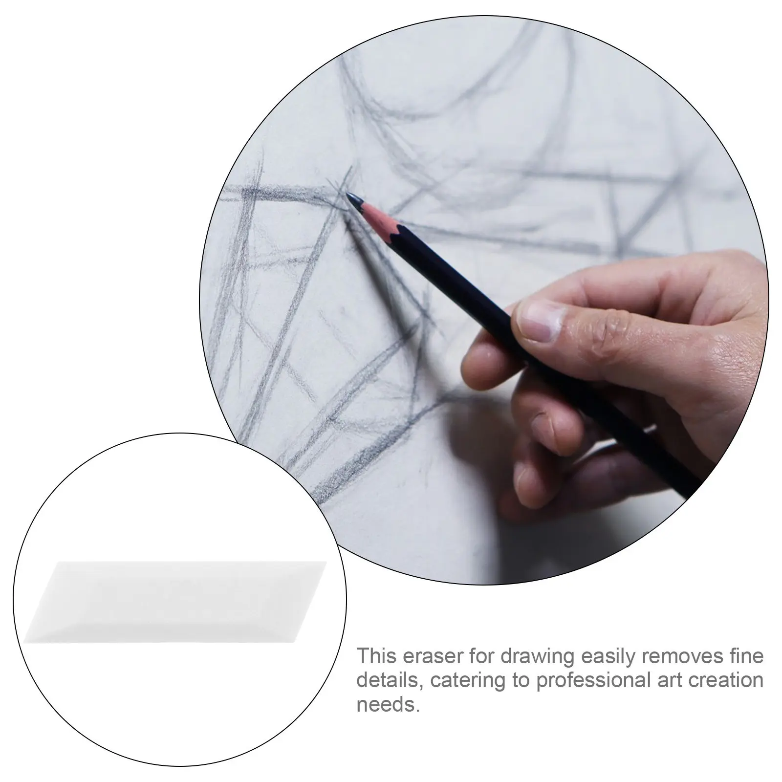 6Pcs White Sketch Erasers Set Pencil Erasers for Artists Students Erasing Highlights Refining Details Without Paper