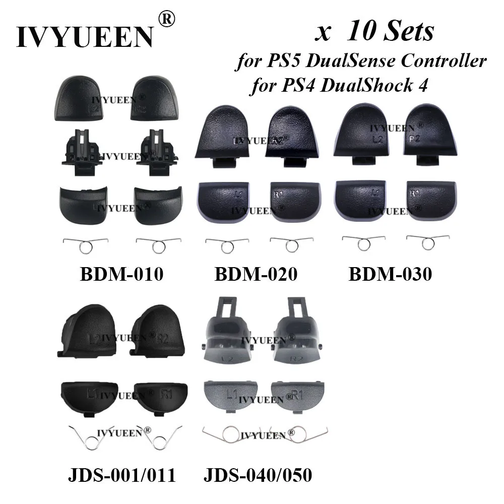 IVYUEEN 10 مجموعات لوحدة تحكم DualSense PS5 R2 L2 R1 L1 زنبركات زر الزناد لجزء إصلاح PlayStation 5 BDM 010 020 030