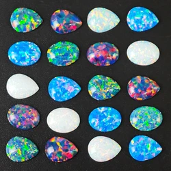 Synthesis Opal Cabochons Loose Gemstone Oval Fire Color Ring Face Flat Colorful Gemstone Cabochons Ring Setting DIY Jewelry