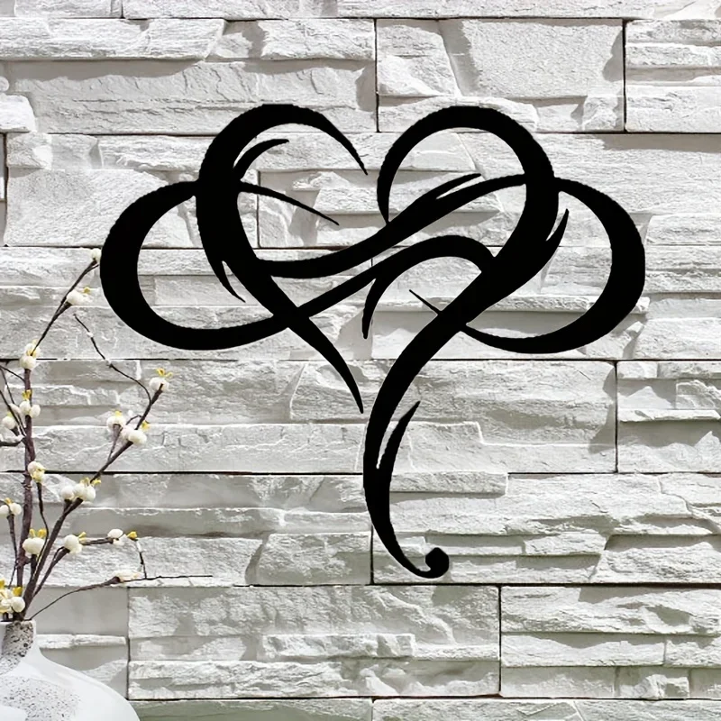 This black metal infinite heart symbol adds a touch of minimalist romance to your space 1pc A striking 11x9.6-inch metal wall