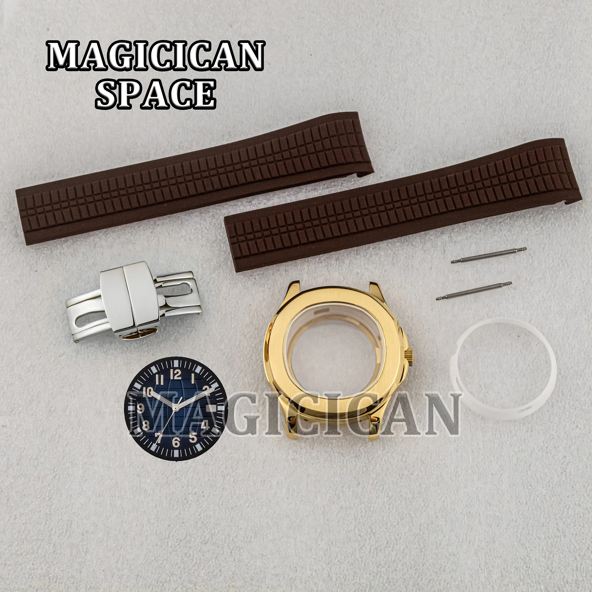 NH35 Watch Case Rubber Strap for AQUANAUT Nautilus Sapphire Glass Water Resistant 42mm Watch Case fit NH34/NH35/NH36 Movement