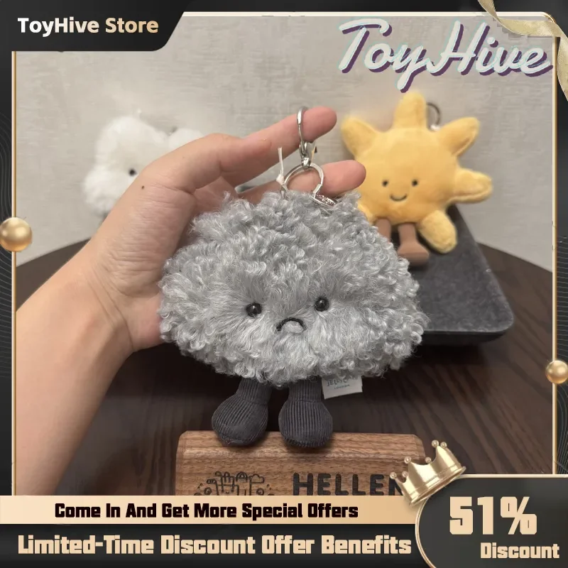 

【В НАЛИЧИИ】Мягкая игрушка-брелок JELLYCAT UK Fun Cute Sun Dark/White clouds в виде сумки, плюшевая кукла-брелок JELLYCAT, подарок на день рождения, Рождество