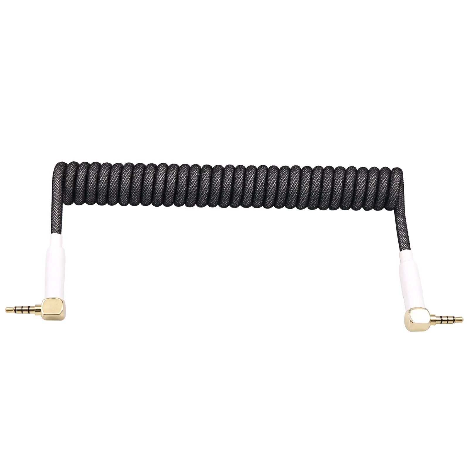 3.5mm 90 Degree TRRS to TRRS Coil Coiled Cable for Split Keyboard RODE Sc7 By VIDEOMIC Go Video Micro-type Mics Audio Cord Cable