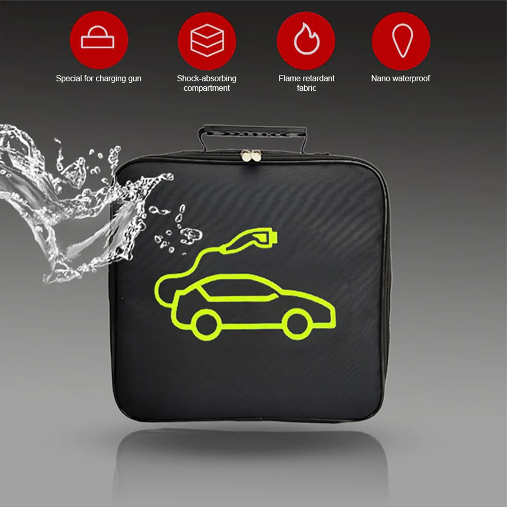 EV Car Charging Cable Storage Carry Bag For Electric Vehicle Charger Plugs Sockets Waterproof Fire Retardant Equipment Container