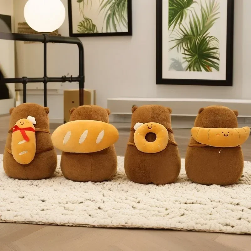 

Fluffy Bread Capybara Plush Toys PP Cotton Soft Simulation Capybara Toy with Croissant 35cm Stuffed Capybara Doll Children Girl