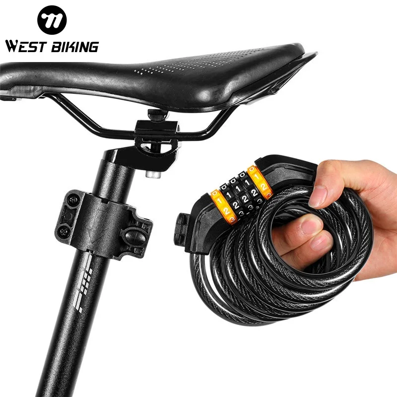 

WEST BIKING Password Bicycle Cable Lock Thicken Portable Anti-theft Bike Lock Motorcycle Scooter E-bike Lock Bike Accessories