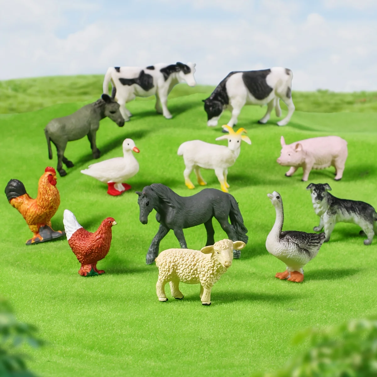 Small Farm Wild Animal Model Lion Tiger Sheep Pig Dog Action Figures PVC Lovely Miniature Playset Education Kid Toys Gift