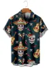 3D Printed Pattern Hawaiian Shirt Men's Day of the Dead Sugar Skull Fiesta