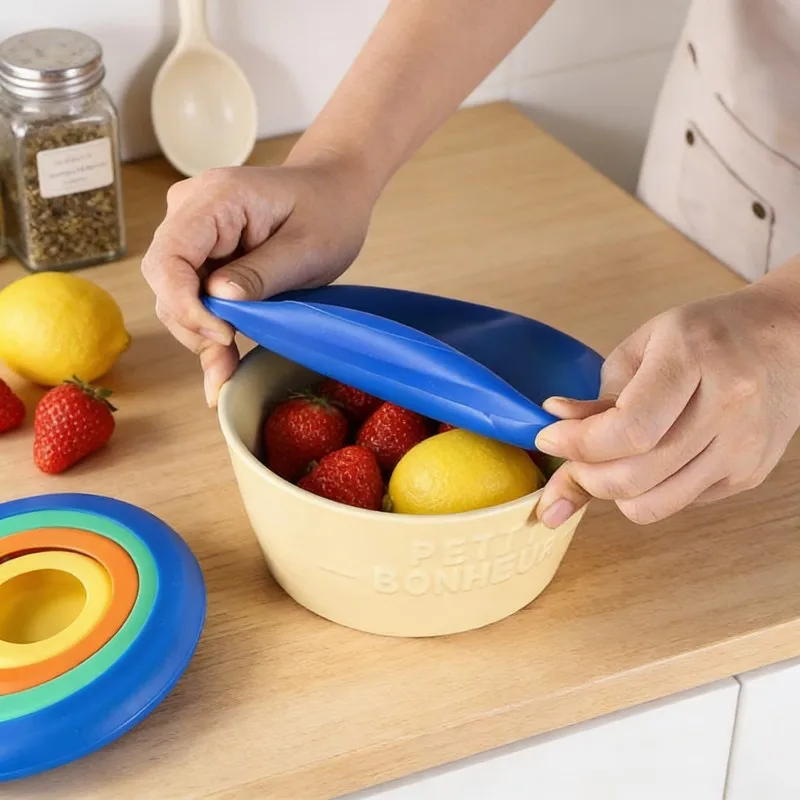4pcs silicone sealing cover food fresh-keeping cover fruits and vegetables fresh-keeping cover food fresh-keeping cover
