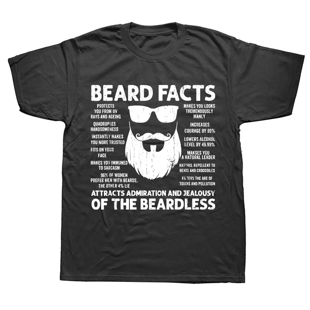 

Beard Facts Funny Bearded Men Dad T Shirts Tee Tops Round Neck Short-Sleeve Fashion Tshirt Clothing Casual Basic T-shirts