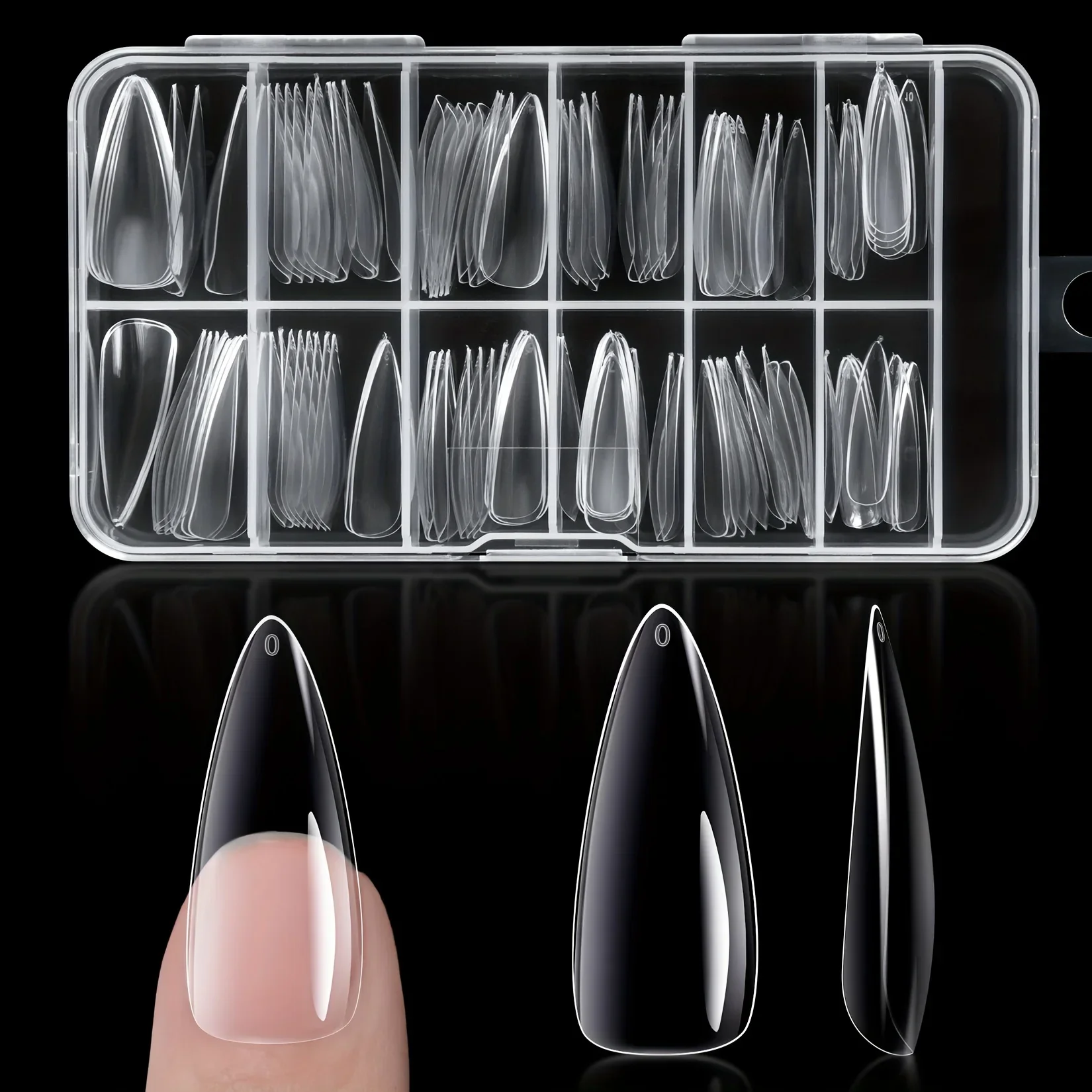 240 Stück Lange Weiche Gel-Nageltips Klare Vollabdeckung Mandel-Form Aufdrück-Nägel Acryl Mandelförmige Nageltips für Nagelstudio-Verlängerungen