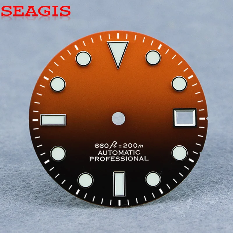 

SEAGIS 28.5mm NH35 dial Gradual Color for NH35 MOVEMENT blue / green lume Custom Logo Watch Part
