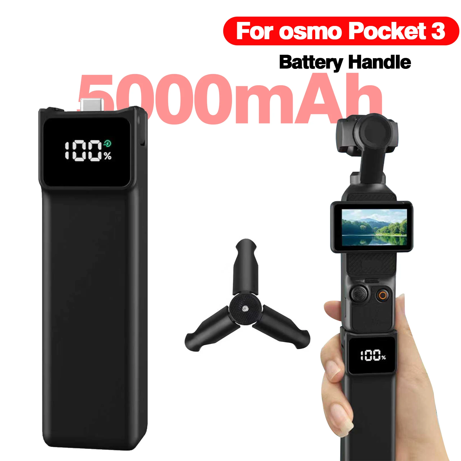 

Pocket 3 fast charging battery controller and DJI Osmo Pocket3/4, Por Extra and reserved 1/4 "threaded hole with Type-C cable
