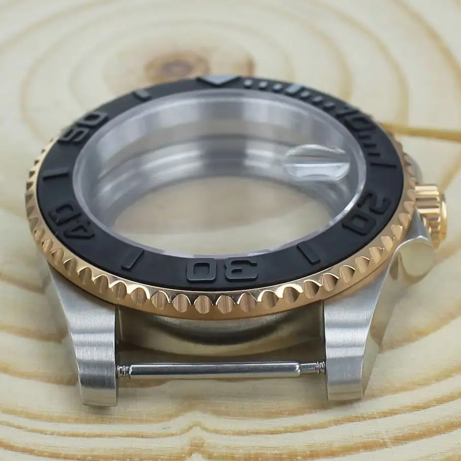 ตัวเรือนนาฬิกาเหล็กดำน้ำสุดหรูขนาด40มม. กระจกแซฟไฟร์กันน้ำสำหรับ Nh35 Nh36 NH34 4R36 8205เงินส่วน Master เรือยอช