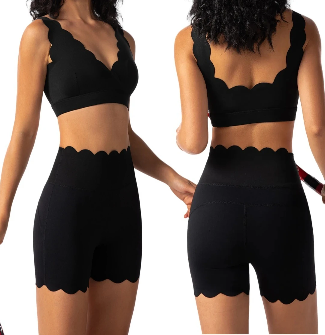 

Quick-drying Breathable Yoga Suit with Chest Pad V-neck Beautiful Back Sports Top Naked Running Fitness Training Clothes Shorts