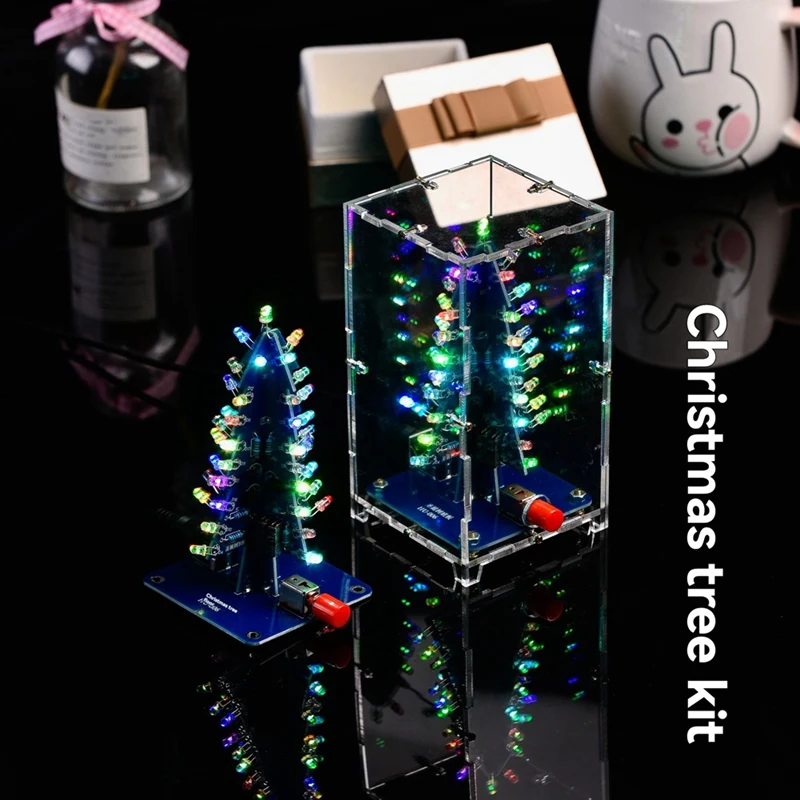 カラフルなRGB LEDクリスマスツリーキット,電子科学,クリスマスツリーの組み立てキット,DIY