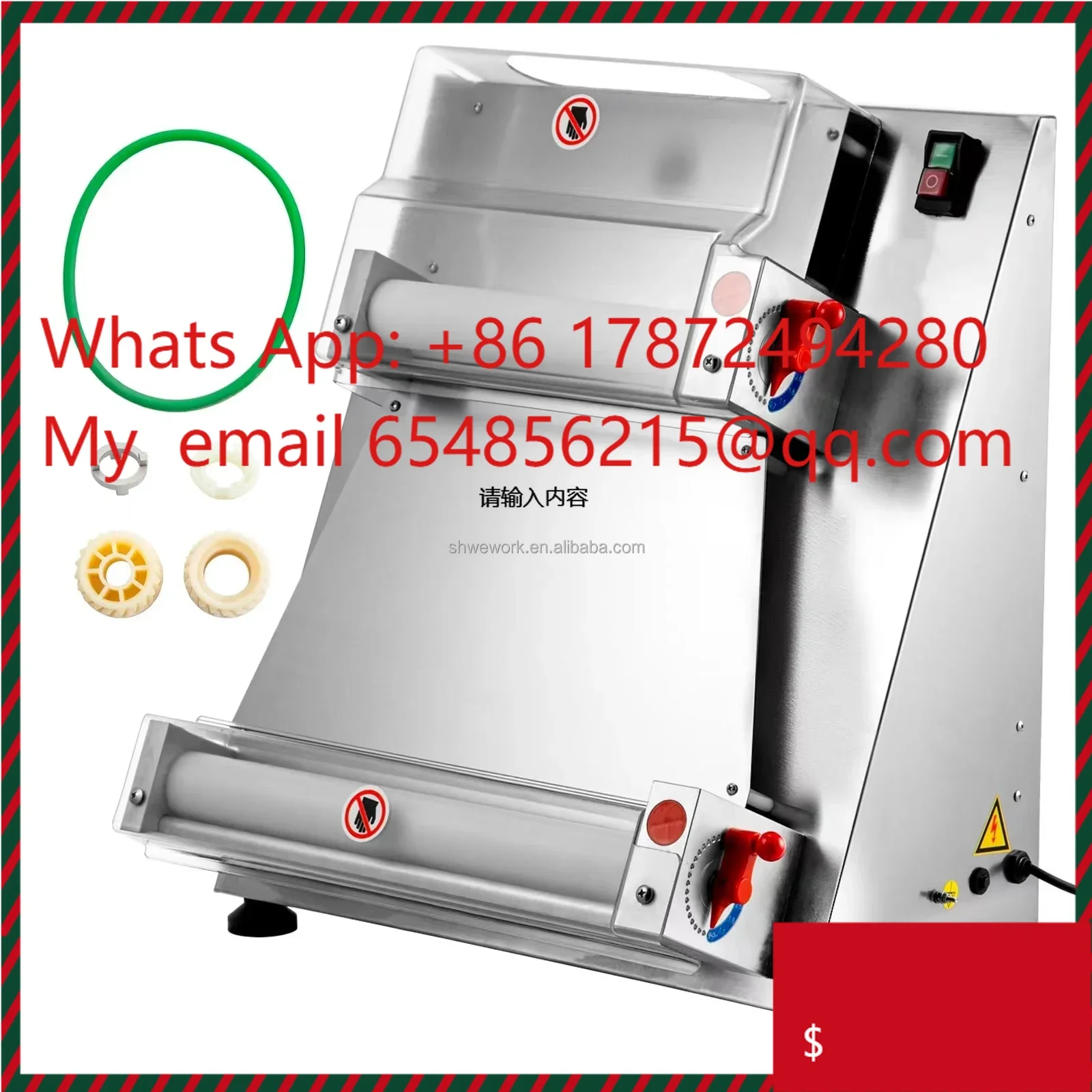 

WeWork 40CM Pizza Dough Roller Sheeter Automatic Suitable for Noodle Pizza Bread Pasta Maker Commercial Dough Roller Sheeter