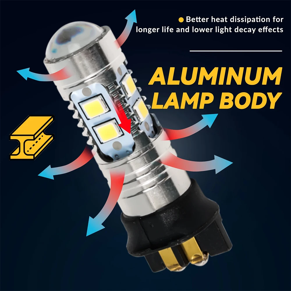 2Pcs PW24W PWY24W LED Bulbs 2835 LED Turn Signal Light DRL Daytime Lights DC 12V Universal Parking Light for Cars White CANBUS view 2