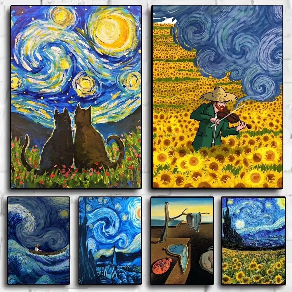 DIY Ölgemälde nach Zahlen Vincent Van Gogh Heimdekoration Wand Schlafzimmer Wohnzimmer Dekor Lustiges Geschenk Rahmen