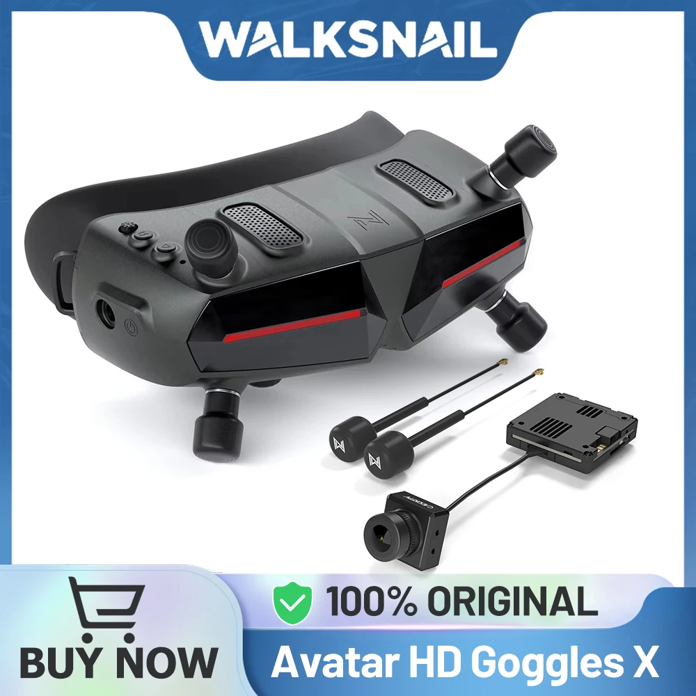 

Walksnail Avatar HD Goggles X Built-in Gyro WiFi BT Module 1080P/100FPS 7-26V FOV 50° HD AV For FPV Drones RC Cars