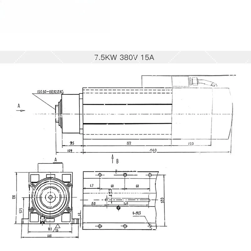 ATC Spindle Motor 4.5kW 7.5kW Automatic Tool Change 380V ISO30 for Woodworking CNC Machine