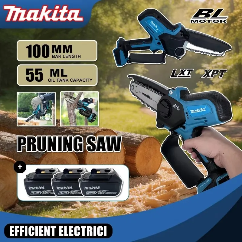 

Электрическая цепная пила Makita, бесщеточная, аккумуляторная, для 18В батарей, мини-пила, садовый электроинструмент