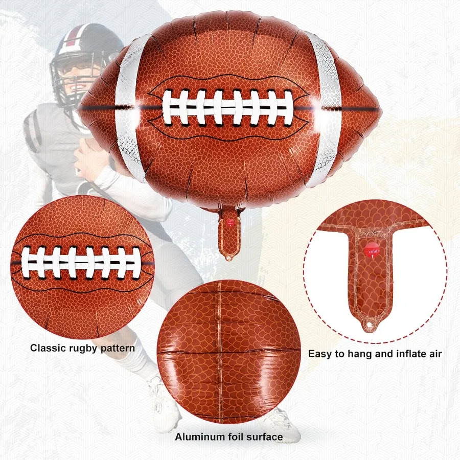 27 Inch Football Balloons6 Pcs Football Foil Balloons Super Bowl Balloon Football Party Balloon for Super Bowl Decor Tailgate G