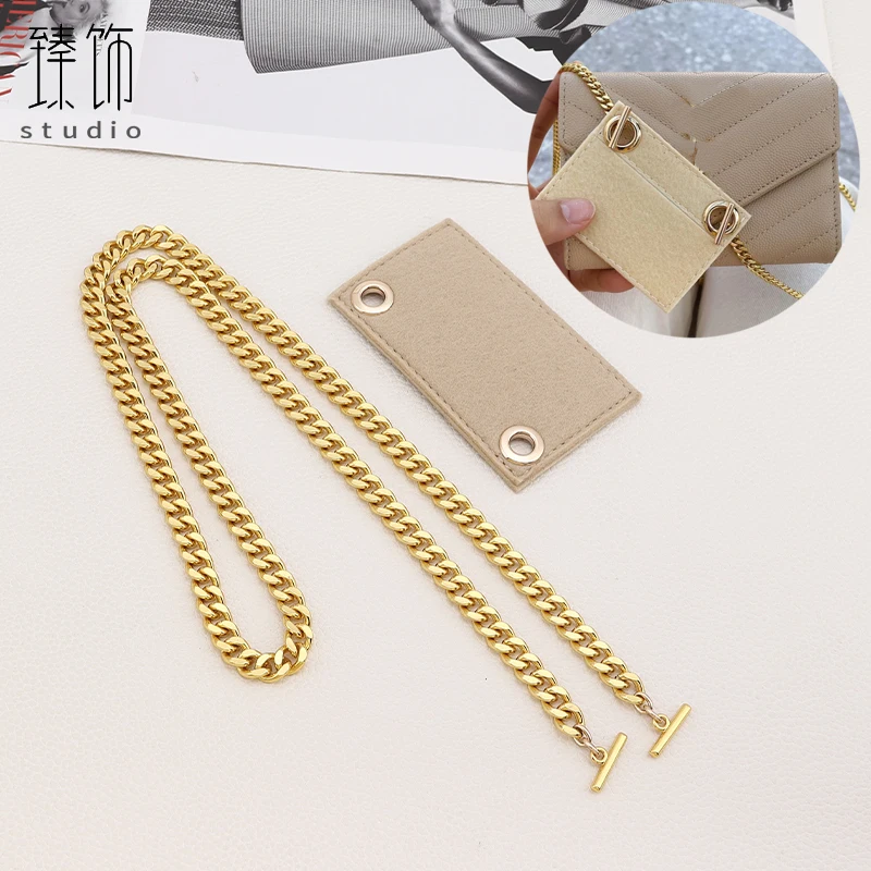 Transform the card holder with a metal chain to turn the wallet into a crossbody bag,  DIY  shoulder chain and an inner Insert