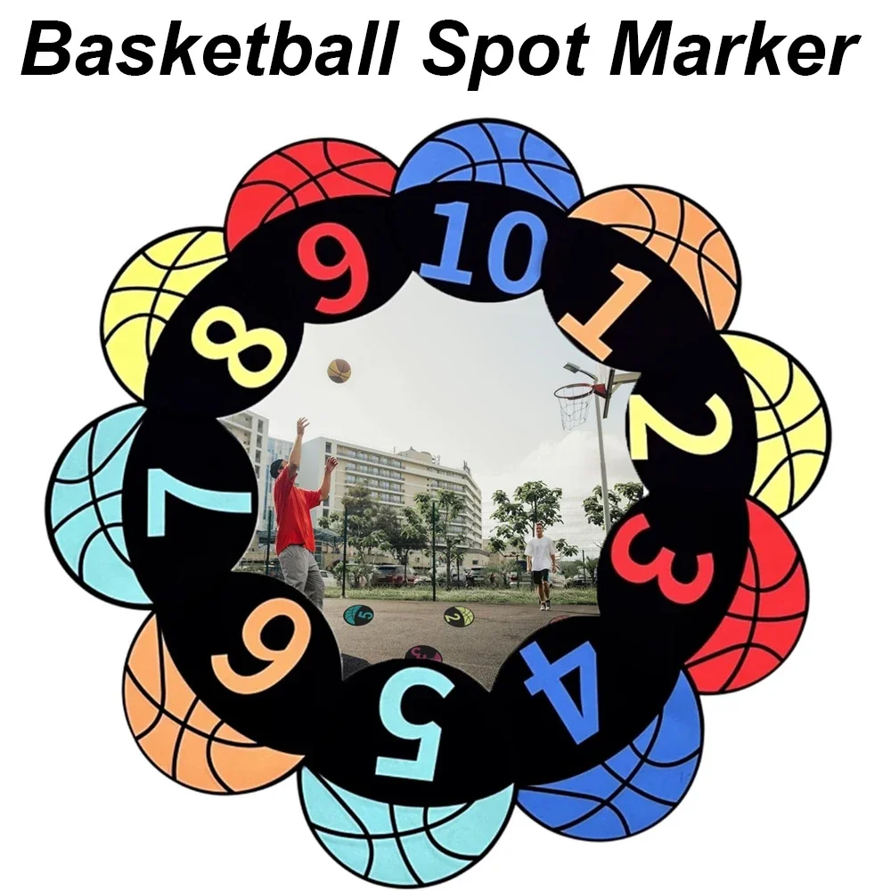 23CM Basketball Spot Markers Colorful Rubber Round Flat Number Soccer Basketball Sports Training Markers with Anti-Slip Dots