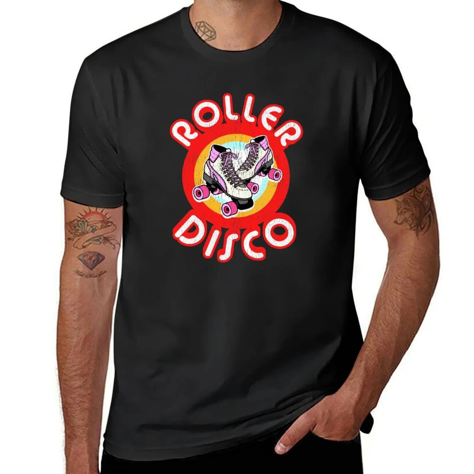 

Roller Disco Derby Vintage & Distressed design 70s 80s T-Shirt oversizeds blue archive sublime mens workout shirts