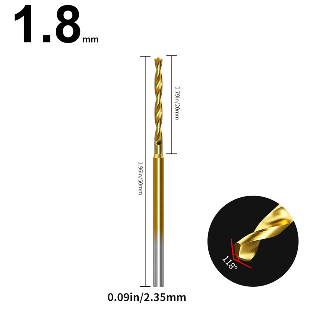 1pc 50mm Extended Drill Bit 0.6-2.2mm Reducing Twisting Tiny Drill Bit 2.35 Shank Engraving Bit Hole Drilling Tool For DIY Carve