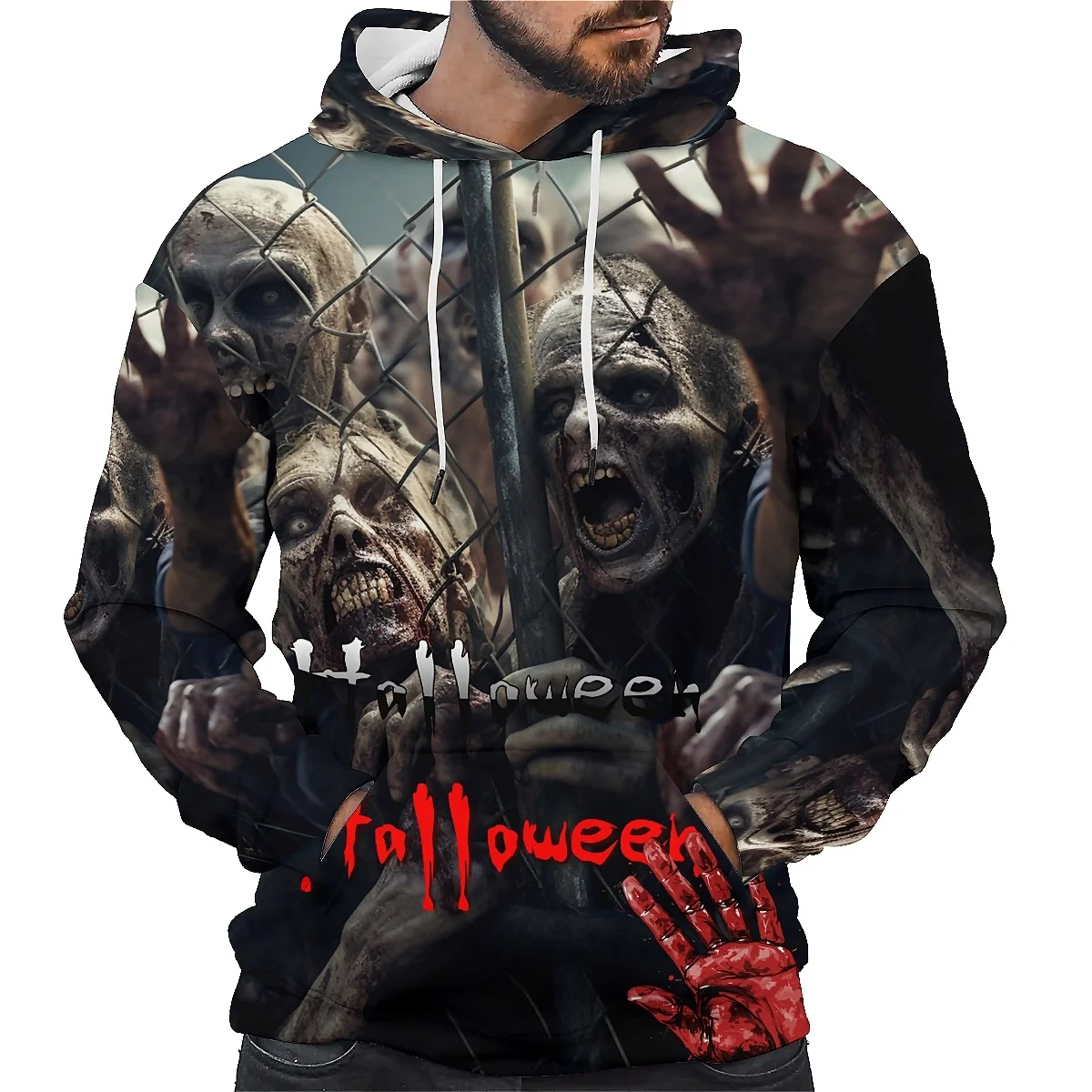 

SONSPEE unisex hoodie with long sleeves and a 3D printed skull graphic The perfect combination of spooky and stylish for autumn