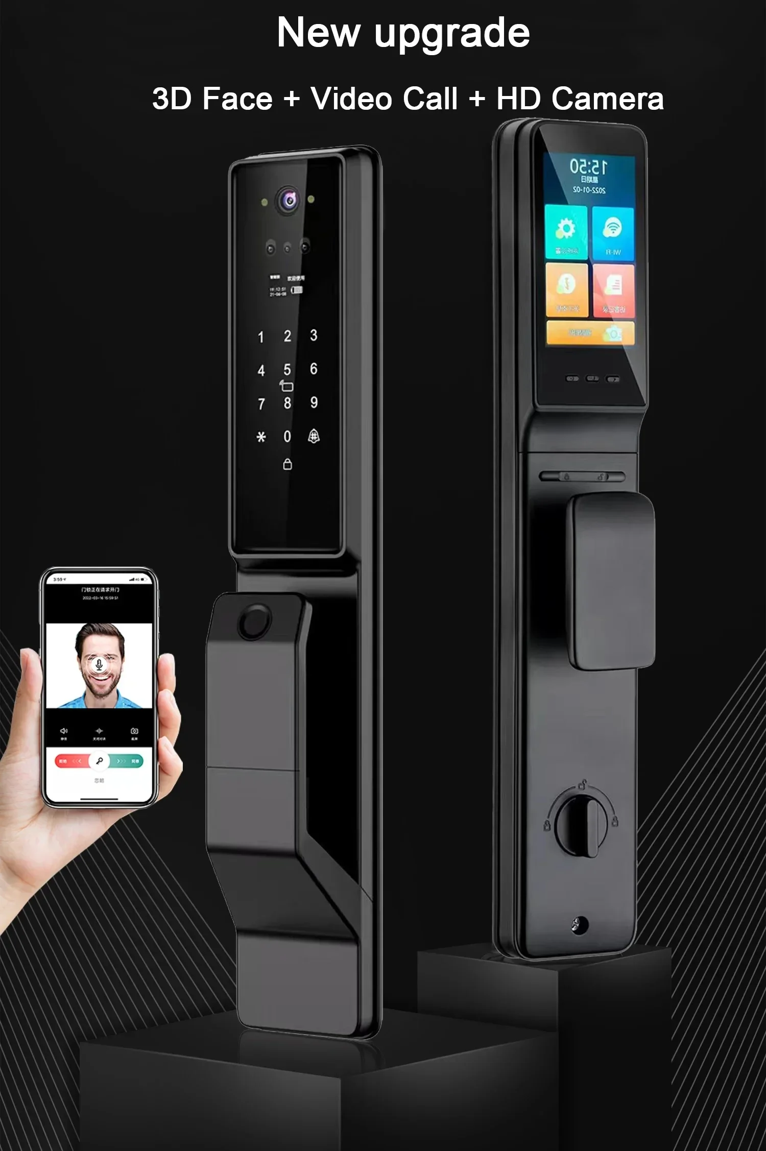 TUOAN X6 Tuya App Smart 3D Face Recognition Door Lock Security Face & Camera Monitor Intelligent Lock