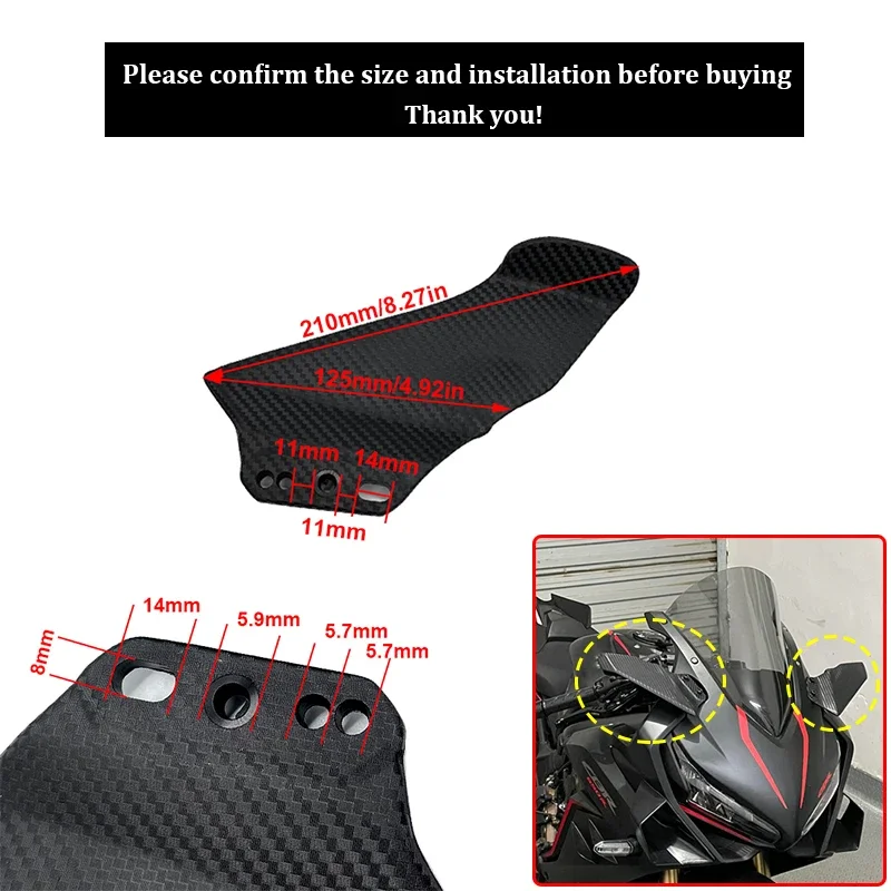 ZX6 R ZX 10R Motorcycle Side Wing Spoiler Fairing Rear View Mirror Fixed Wing Fit for Kawasaki Ninja 400 650 R ZX 6R ZX10R ZX14R