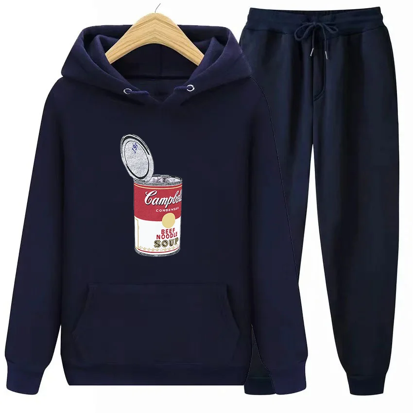 ชุดเสื้อฮู้ดลำลองและกางเกงลำลองสำหรับผู้ชาย ชุดกีฬาและกางเกงกีฬาสำหรับผู้ชายและผู้หญิง ชุดกันหนาวสำหรับผู้ชายในฤดูใบไม้ร่วงและฤดูหนาว