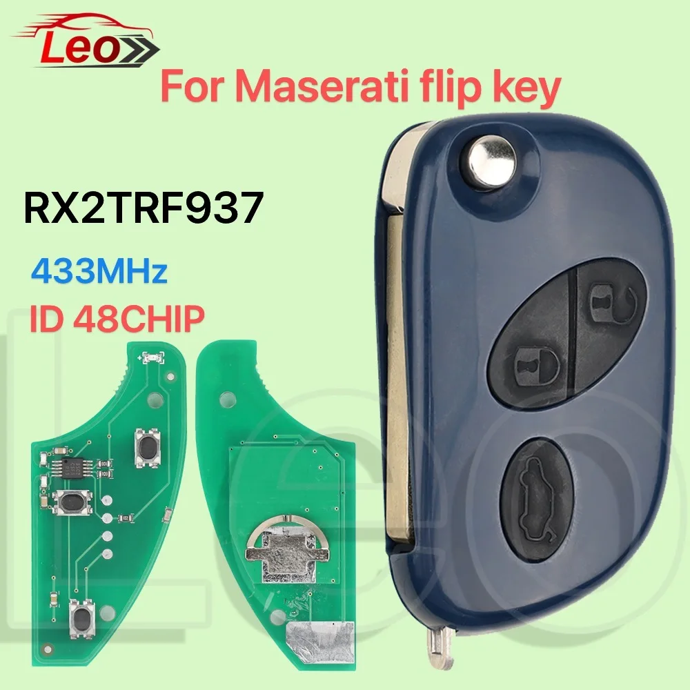 

Leo FCC ID:RX2TRF937 433 МГц ID:48CHIP Автомобильный откидной смарт-ключ дистанционного управления для Maserati Quattroporte GranTurismo Gran Turismo 2005-2011