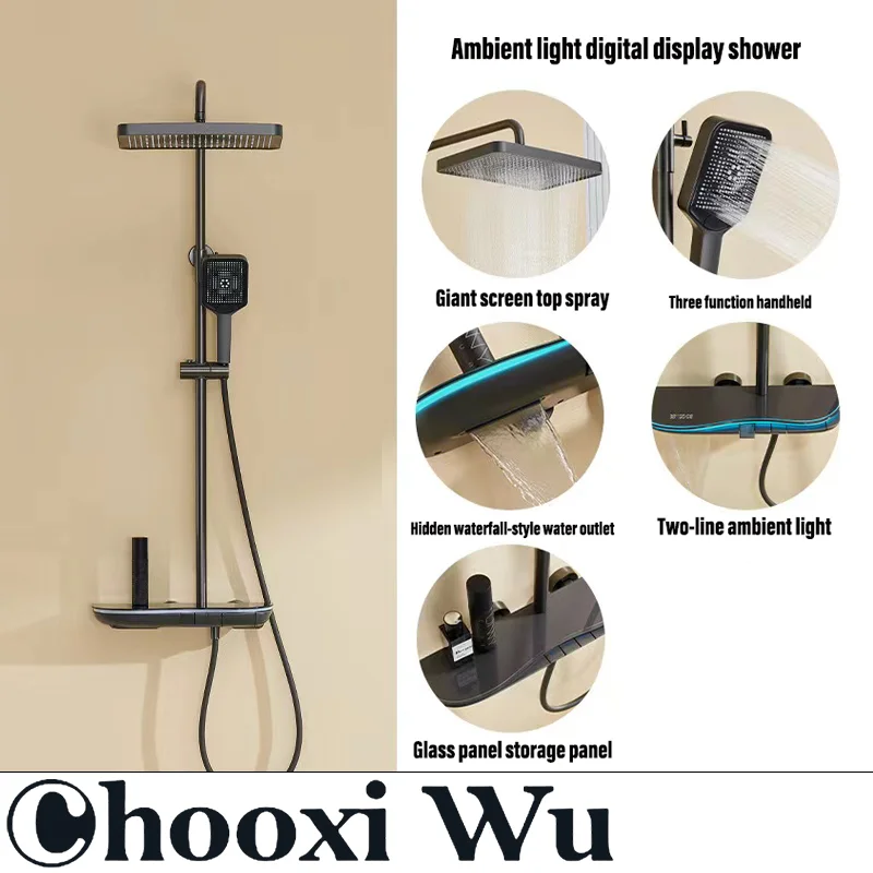 

CHOOXIWU - Create your home decoration Bathroom accessories Digital display bathroom set Shower head complete set