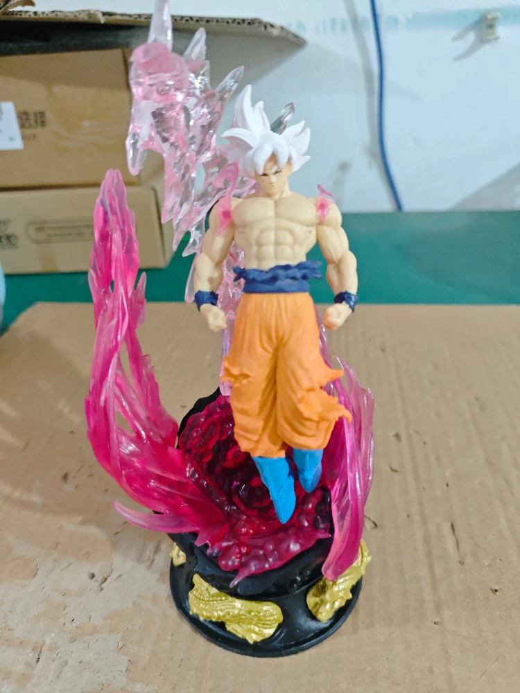 24cm Anime Dragon Ball Can Emit Light Figure Ultra Instinct Son Goku Saiyan Pvc Sculpture Doll Decoration Model Collection Gifts