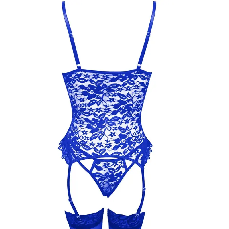 Erotic Set Lingerie Women\'s Underwear Sheer Lace Bralette Bra Brief Set Garters Thong Sleepwear Sexy Underwear Outfit