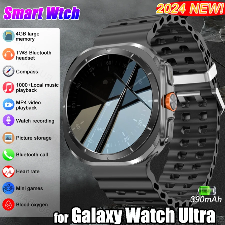 2024 For Samsung Galaxy Watch 7 Ultra Samrt watch 4G Music TWS BlueTooth Call GPS Compass NFC Smart WirstWatch Sports AMOLED