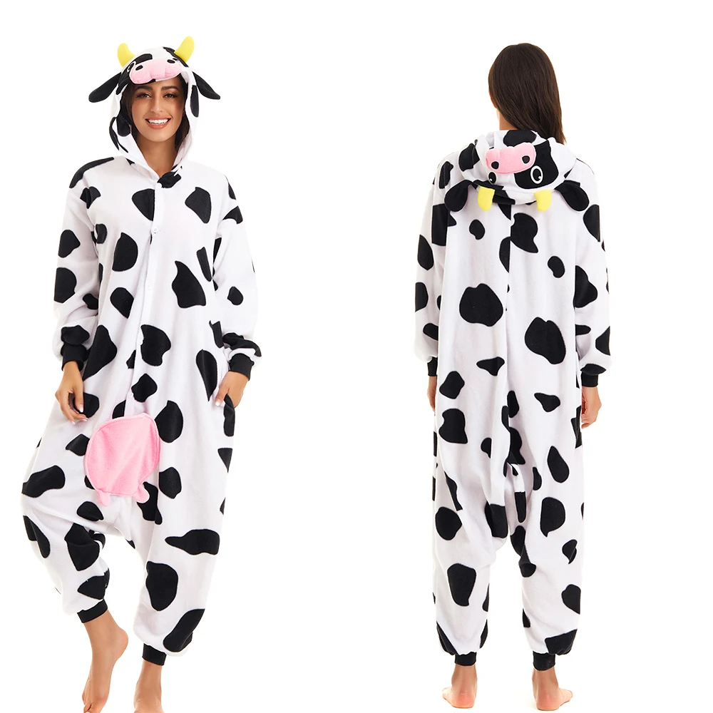 

Adult Cow Onesie Pajamas for Women One-piece Funny pijamas Halloween Christmas Farm Animals Cosplay Costumes Homewear