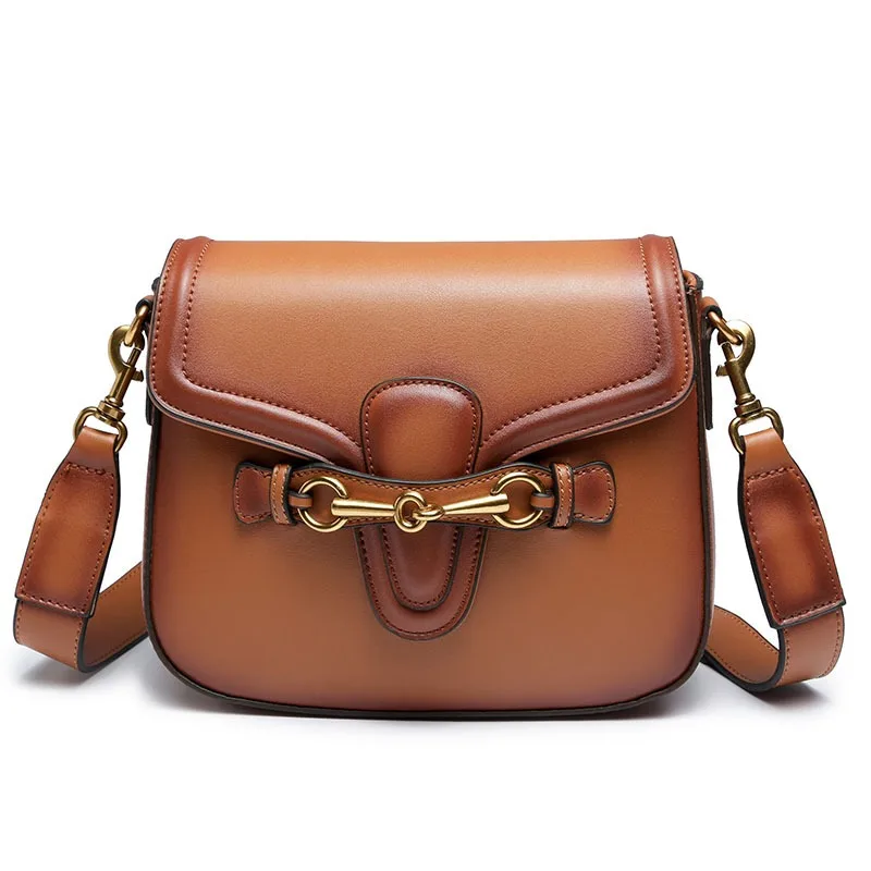 Fashion Saddle Leather Luxury Handbags 2024 Female Vintage Saddle Leather Bag Luxury Designer Handbags Women Crossbody Bags