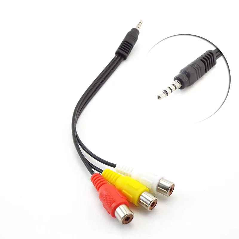 3RCA żeński 3.5mm męska wtyczka, męski na 3 RCA kabel Adapter przedłużenie złącza 3.5 do 3 RCA żeński Audio wideo AV przewód zasilający