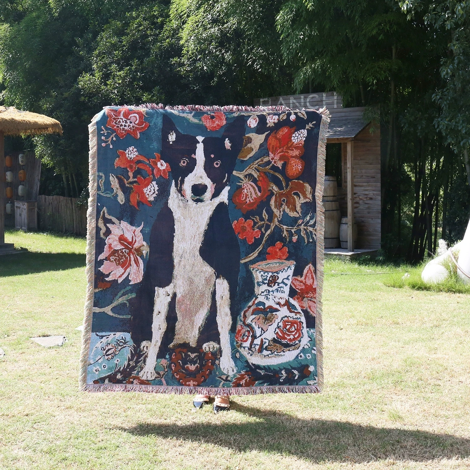 Korean Style Dogs Cats Blanket for Beds Retro Art Bedroom Decoration Tapestry Cute Animals Picnic Blankets Outdoor Camping Mat