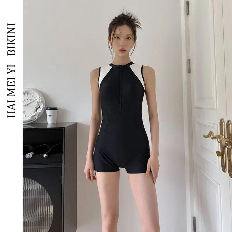 

H New One-Piece Swimsuit Women's Conservative Flat Angle Belly Covering Slimming Hot Spring Vaion Swimming Suit
