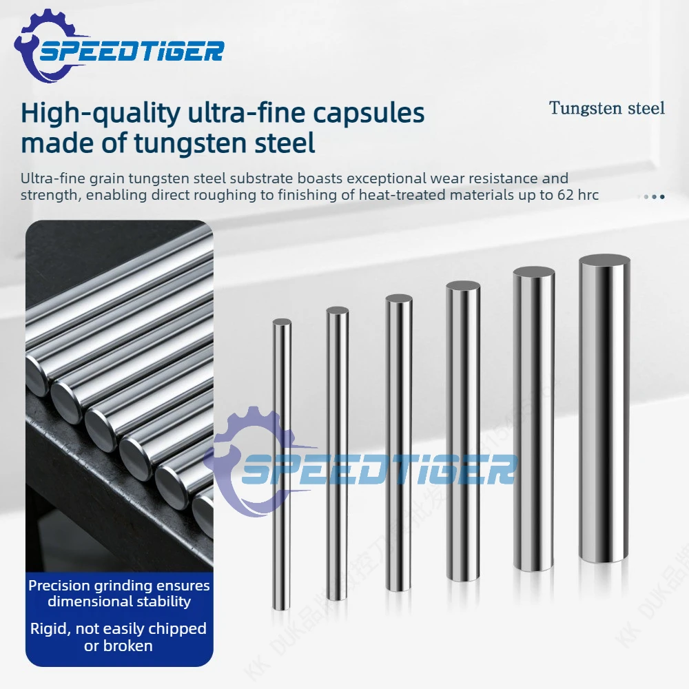 SPEEDTIGER YG8 Solid Carbide Round Rod Super Hard Alloy Bar Diameter 1-16mm Length 100-200mm Wear-resistant Alloy Rod